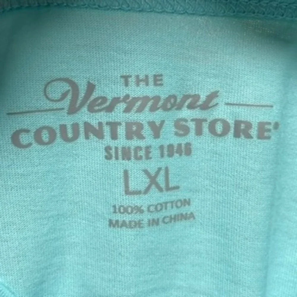 The Vermont Country Store Henley Nightgown Womens LXL Aqua Blue Cottagecore
